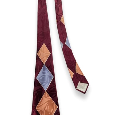 Vintage 1940s WEMBLEY Hollywood Necktie ~ Art Deco / Rockabilly / Swing ~ Neck Tie / Cravat ~ Bellywarmer ~ Argyle 