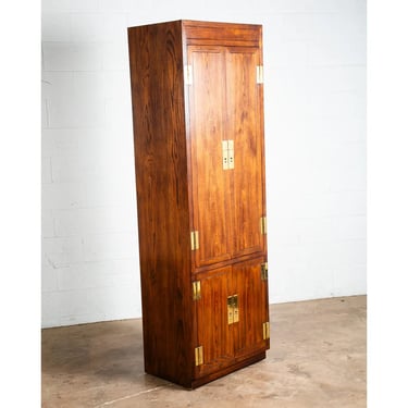 Mid Century Modern Armoire Compact Cabinet Scene One Henredon Campaign Dark Wood