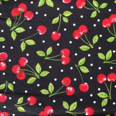 Red Cherries Fabric Fruit Basket Screen Print 2.5 Yds 