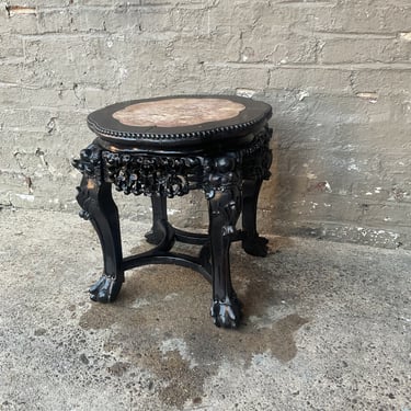 Antique Chinese Carved Marble Top Stand