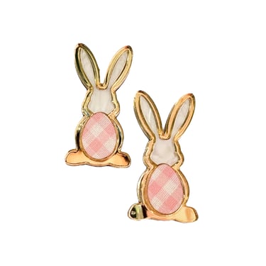 Sample Sale Pink Gingham Bunny Studs