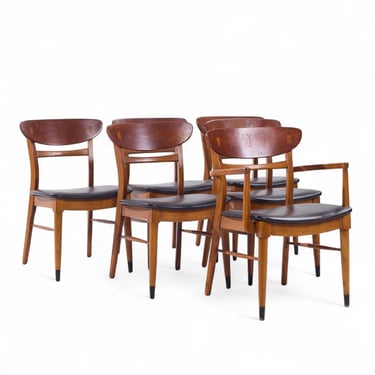Lane Acclaim Mid Century Walnut Dining Chairs - Set of 6 - mcm 