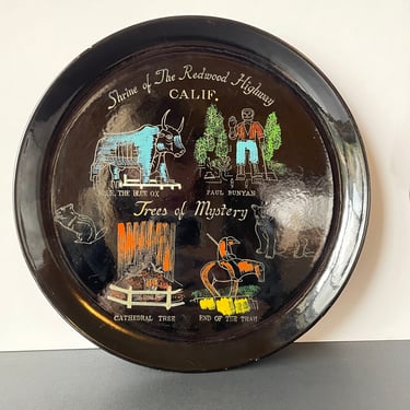 Vintage Lacquerware Souvenir Tray from the California Redwoods 