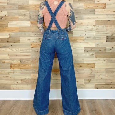 Y2K London Jean Suspender Low Rise Bell Bottom Overalls 