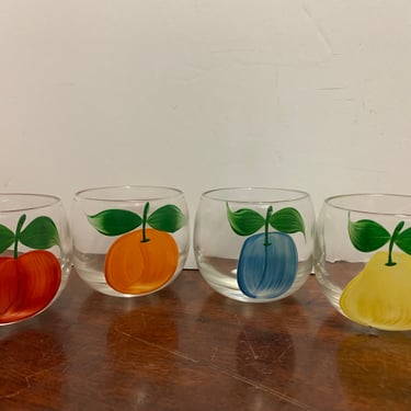 Vintage Hand Painted Glasses with Fruit 