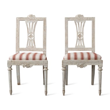 Pair of Swedish Gustavian Style Side Chairs, Late 19th Century DO NOT GO LIVE NEEDS REUPHOLSTERY