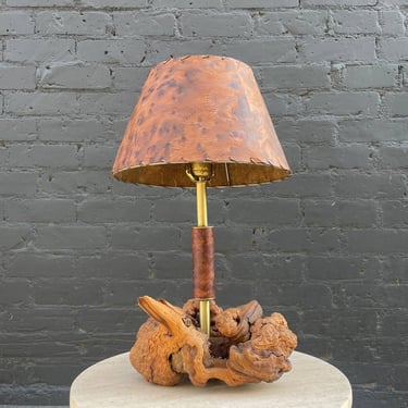 Vintage Mid-Century Modern Free-Form Burl Wood Table Lamp, c.1960’s 