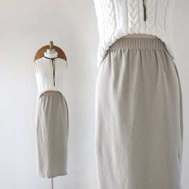 micro rib knit skirt 25-32 - vintage 90s y2k taupe gray beige tan minimal straight long maxi skirts size small 