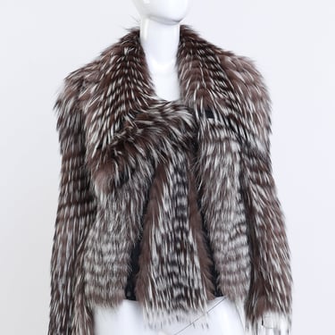 Asymmetric Zip Fox Fur Jacket