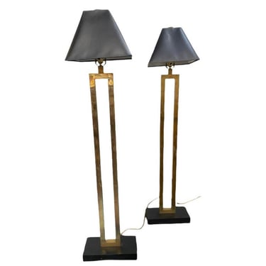 Modern Brass Floor Lamps, a Pair 