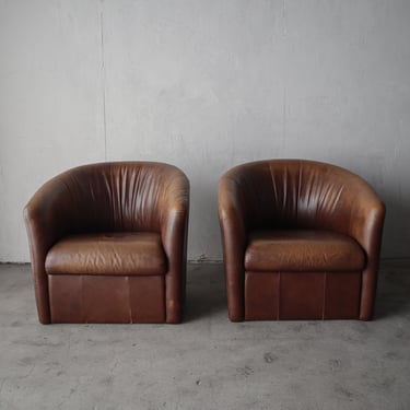 Vintage Patinated Leather Lounge Chairs 