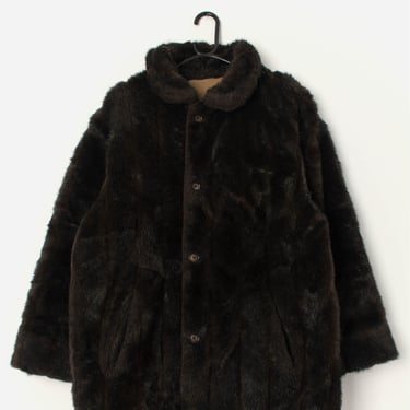 Vintage faux fur dark brown jacket - Large 