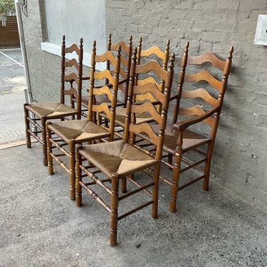 Set of 6 Rush Seat Chairs