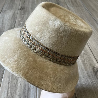 1960s fawn floppy hat vintage fur chapeau boho fashion 