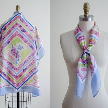 rare 1940s novelty print silk scarf | Noah's Ark scarf | Baar ...