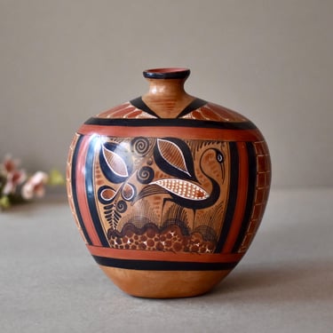 Vintage Ceramic Vase Hand Made Mexican Ceramic Home Decor 