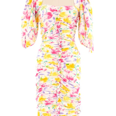Ungaro Ruched Floral Mini Dress