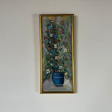 70's Vintage Heavy Impasto Floral Still Life Oil Painting, Framed 