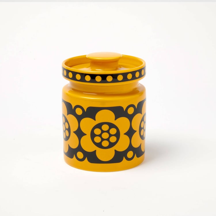 Hornsea Mini Jar - Yellow Geo Flower