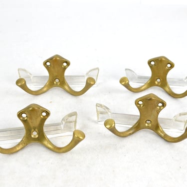 4 brass coat hooks 50s wardrobe rockabilly design mid century vintage coat hooks 60s hallway coat rack 