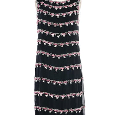 1960s Adolfo Bead Embellished Shift Dress