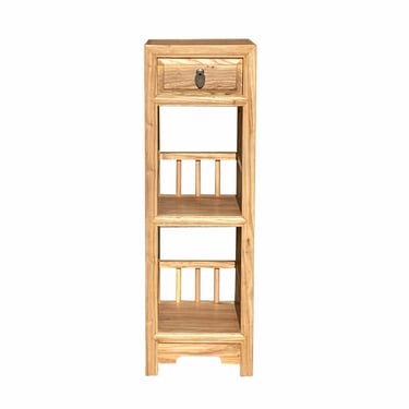 Oriental Tan Natural Color Drawer Open Shelves Slim Chest Cabinet Stand cs7104E 