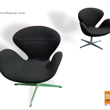 Pair Of Authentic Black Swan Chairs Designed By Arne Jacobsen For Fritz Hansen Text offers 571 330 0810 