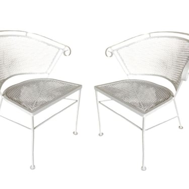 Pair of 1950s Woodard Pinecrest Mesh Iron Patio/Outdoor Lounge Chairs 
