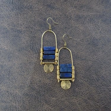 Blue lapis and gold ethnic earrings 2 