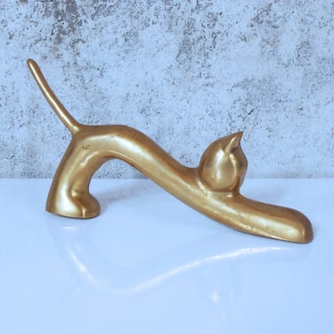 Modernist Brass Cat Figurine 