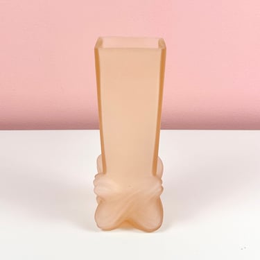 Frosted Pink Glass Vase with Knotted Detail 