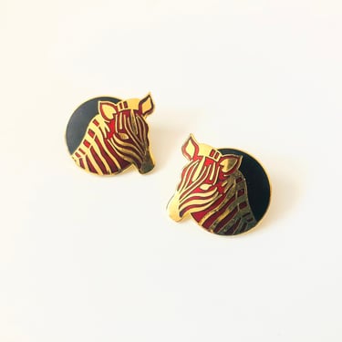 Vintage Zebra Enamel Earrings by Meow 