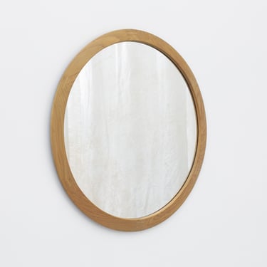 Mid-Century Round Oak Mirror by Aksel Kjersgaard, Denmark