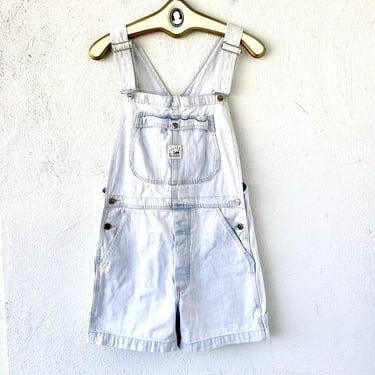Vintage 90s Lee Dungarees Riveted Shortalls Faded Jean Overalls 1990s Denim Overall Shorts 