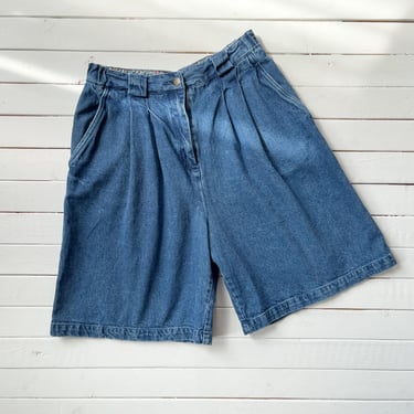 high waisted shorts 80s 90s vintage Susan Bristol pleated jean shorts 