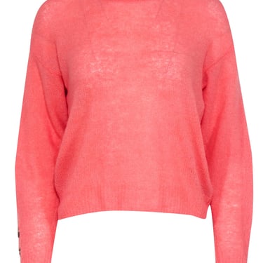Joie - Coral Wool Blend Sweater w/ Sleeve Button Details Sz XS