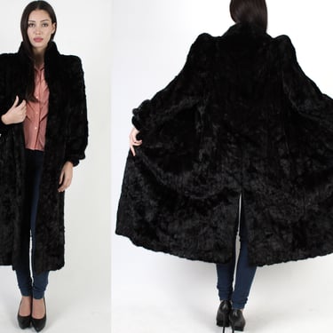 Dark Mahogany Full Length Mink Coat / 80s Feathered Patchwork Mink Fur Jacket / Vintage Plush Womens Stroller Long Jacket 