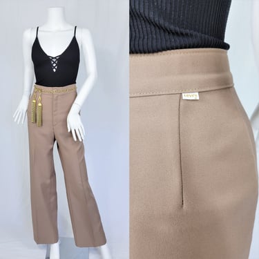 1970's Tan Poly Woman's "Bend Over" High Waist Levi's Pants I Sz Med I W: 27" 