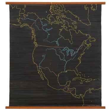 Vintage Chalkboard Map of North &amp; South America