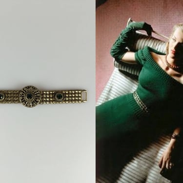 Draped in Rest - Vintage 1940s Dramatic Brass Gold Tone Medallion Bracelet 