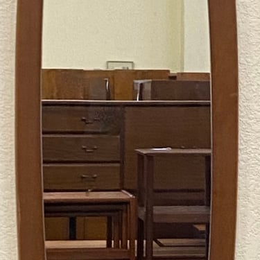 Item #DB177L Mid Century Modern Teak Frame Wall Mirror c.1960