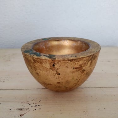 Vintage Metal Bowl Paper Weight Small Planter Home Décor with Patina 