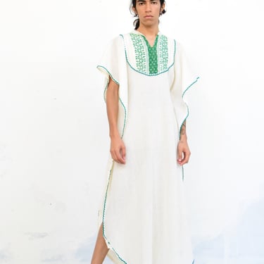 Vintage Embroidered Huipil. Kaftan Dress. 