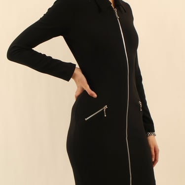 Meghan Elise 90s black zip up dress