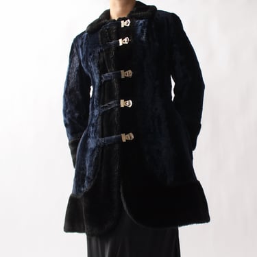 Vintage Midnight Faux Fur Buckle Coat