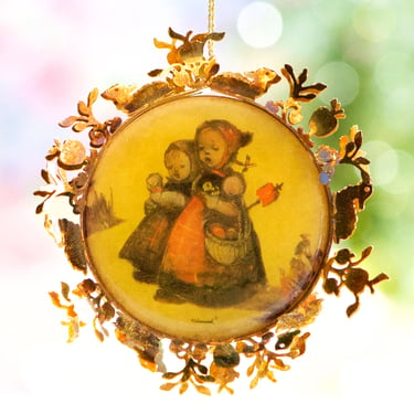 VINTAGE: 1988 - M. J. Hummel Gold Christmas Ornament - "Children on Church Road" - ARS Edition - Collector's Ornaments - SKU 25-B-00034935 