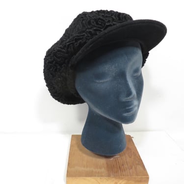 Vintage 70s Persian Lamb Newsboy Hat 