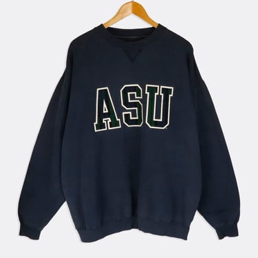 Vintage ASU Embroidered Plaid Block Letter Logo Sweatshirt Sz XL