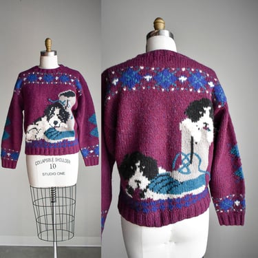 Vintage Woolrich Sweater with Puppy in Boot 