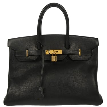 Hermes 1996 Black Ardennes Birkin 35 Handbag